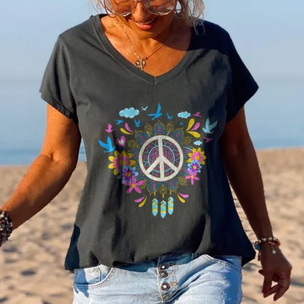 Peace And Love Floral Graphic Tees