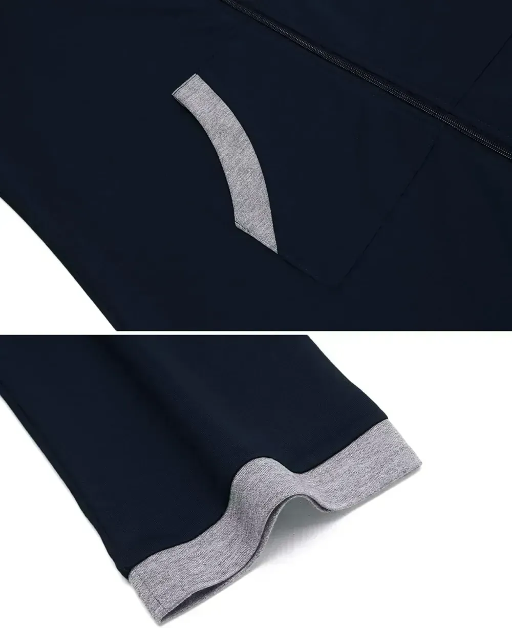 Women Zipper Robe 3/4 Sleeves Loungewear Dress Full Length Sleepwear Pockets Housecoat Nightgown Long Bathrobe