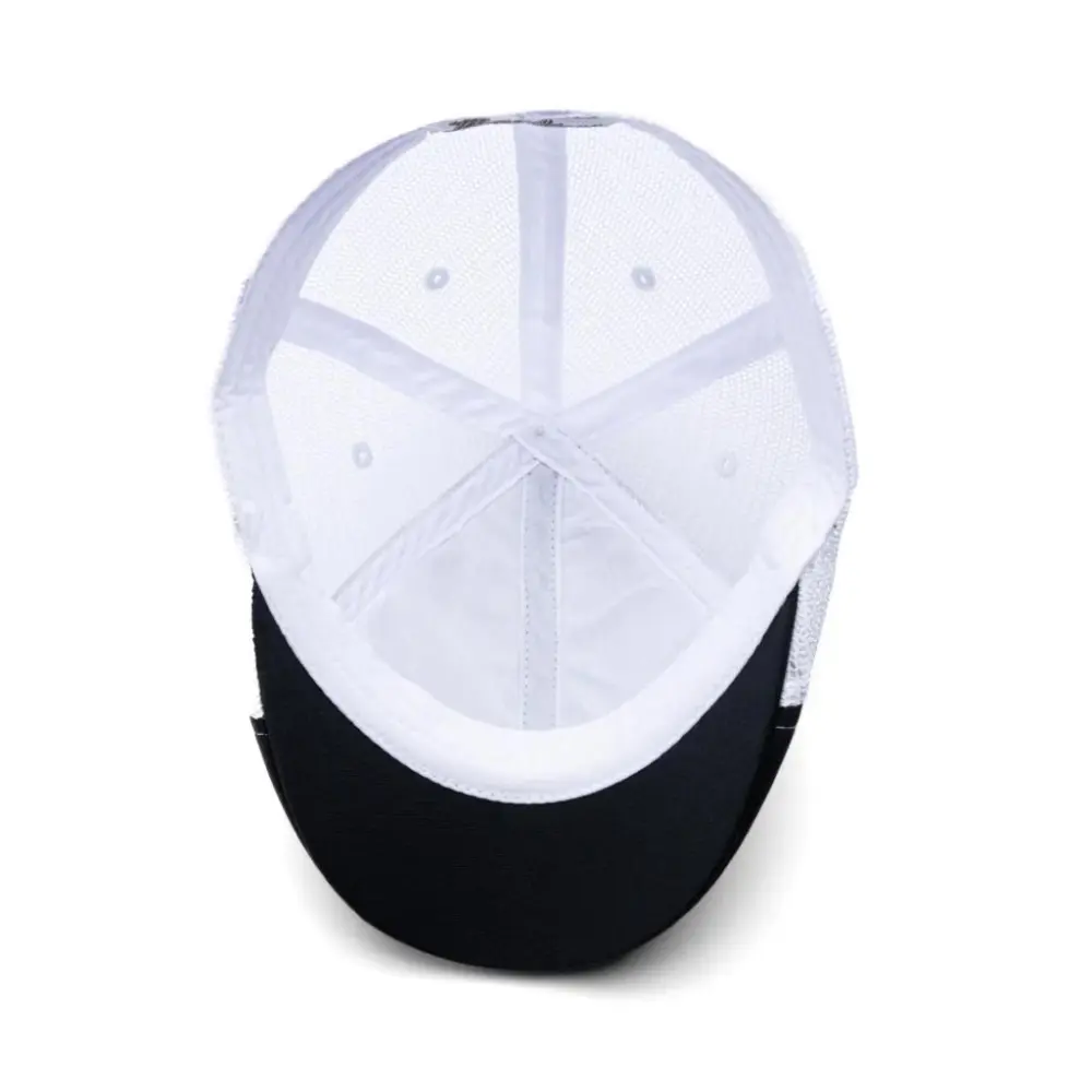 The Mesh Trucker Boston Scally Cap - Black with White