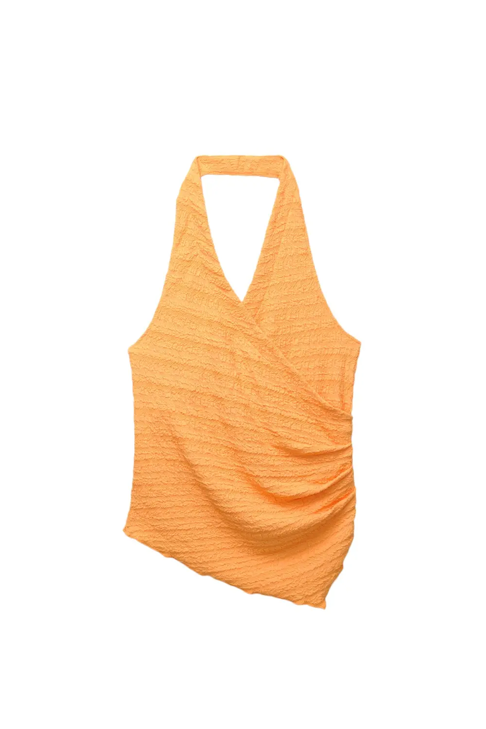 Creased-effect halter top