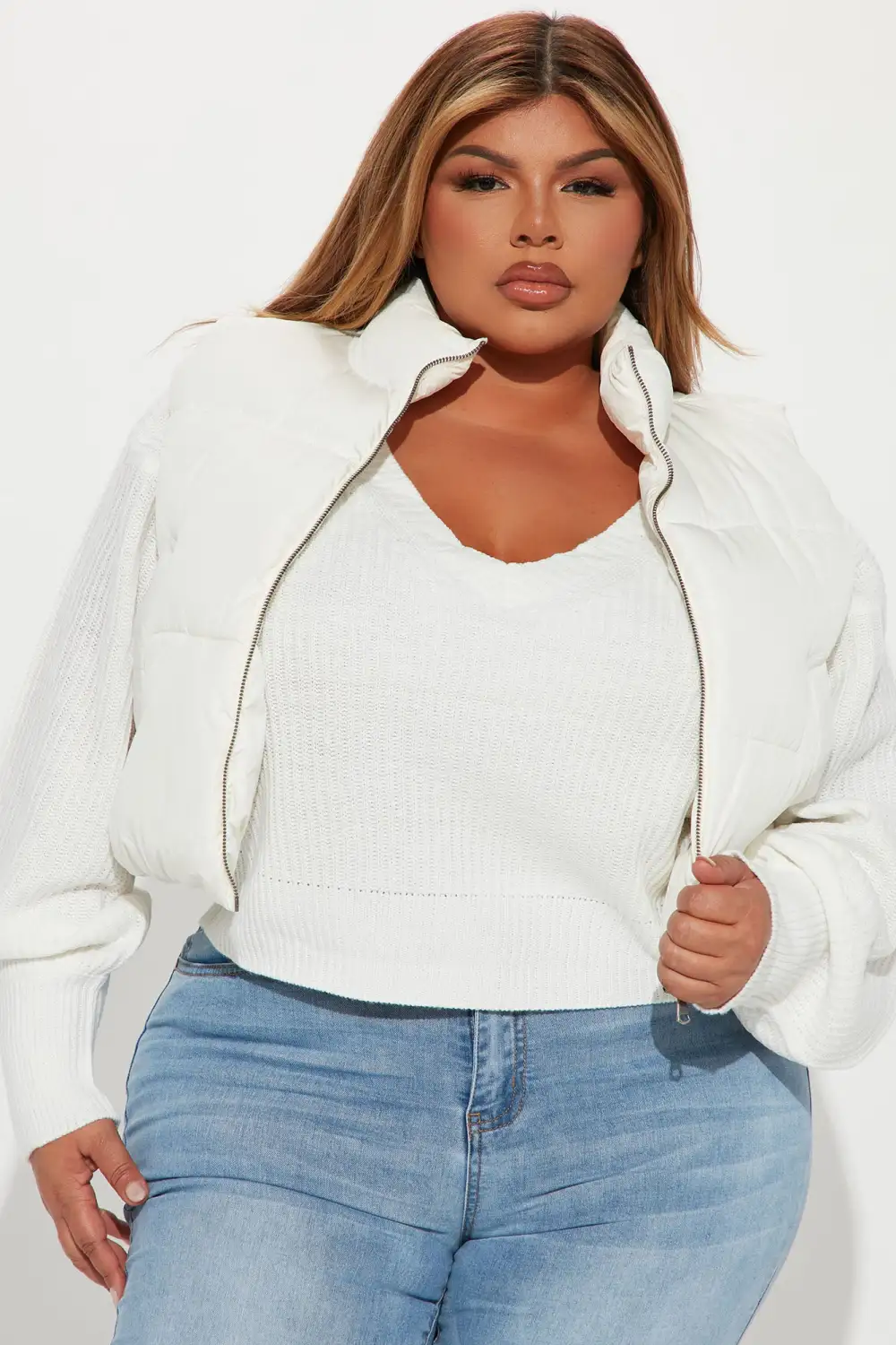 Live More Puffer Vest - White