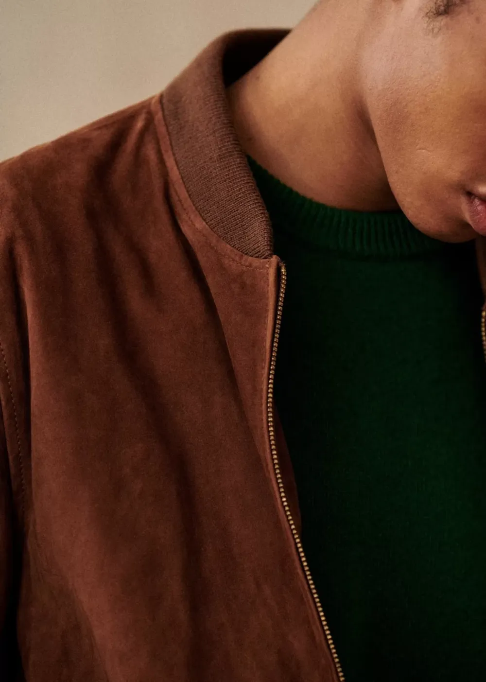 Suede Crew Neck Jackets