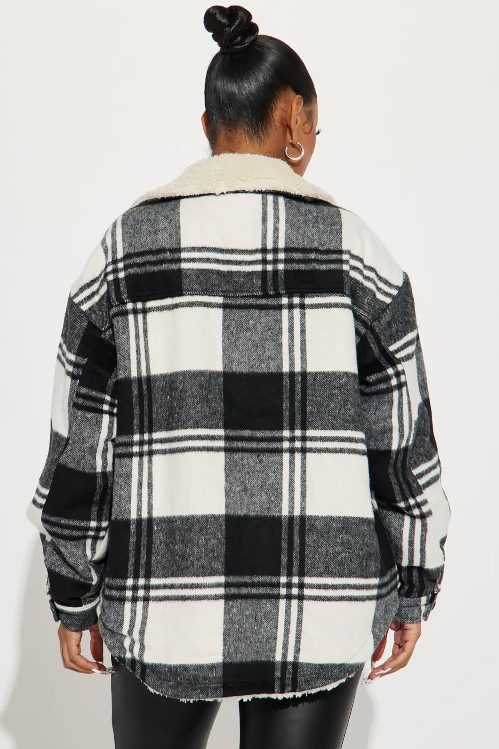 Down The Line Plaid Shacket - Black/combo