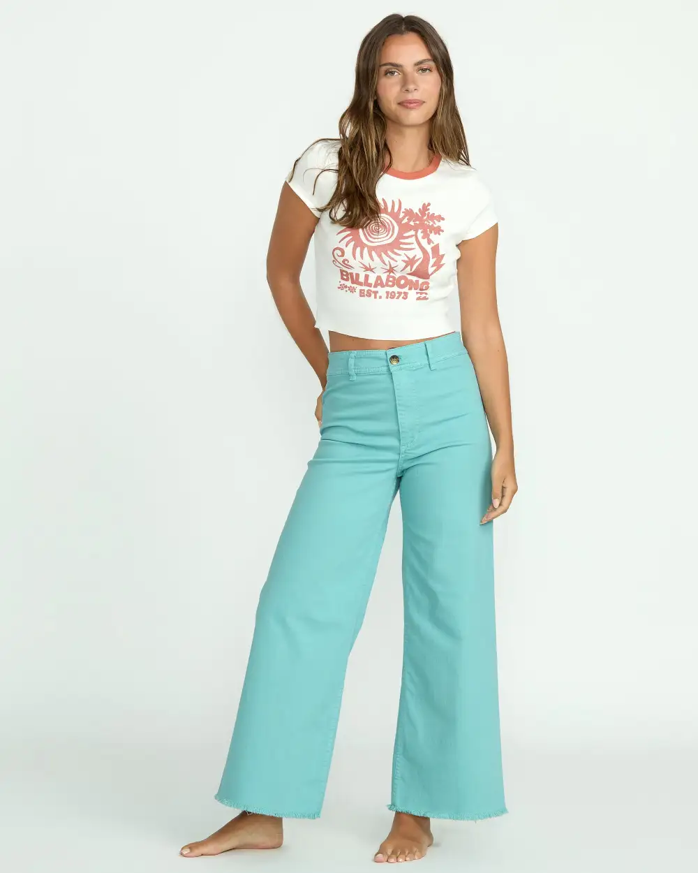 Free Fall High-Waist Pants - Misty Blue