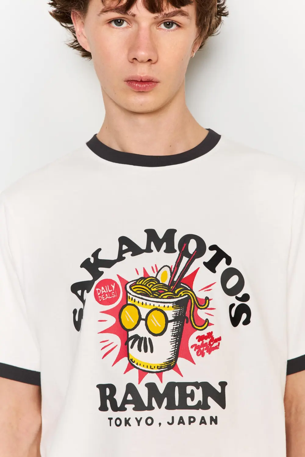 Sakamoto Ramen white graphic T-shirt