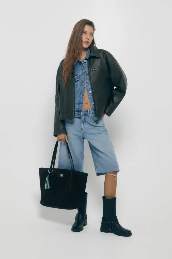 Bolso shopper nylon adorno