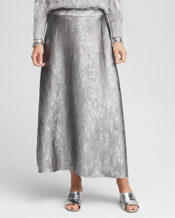 Metallic Satin Maxi Skirt