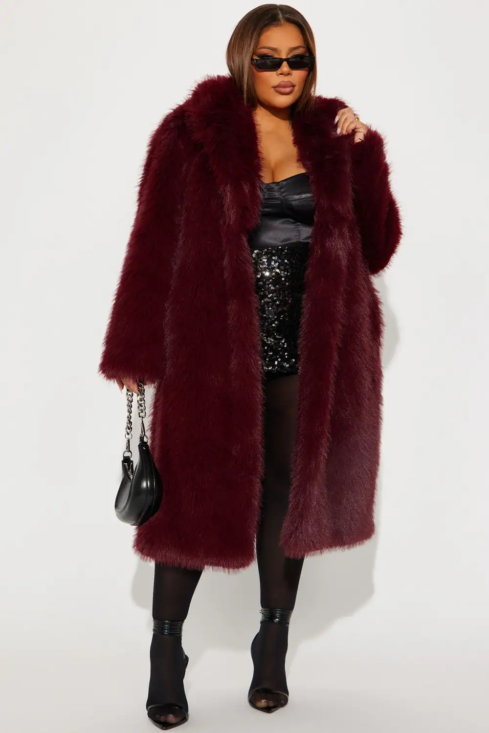 Dreamin' Big Faux Fur Coat  - Burgundy