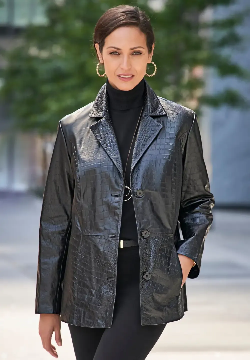 Croc Leather Blazer
