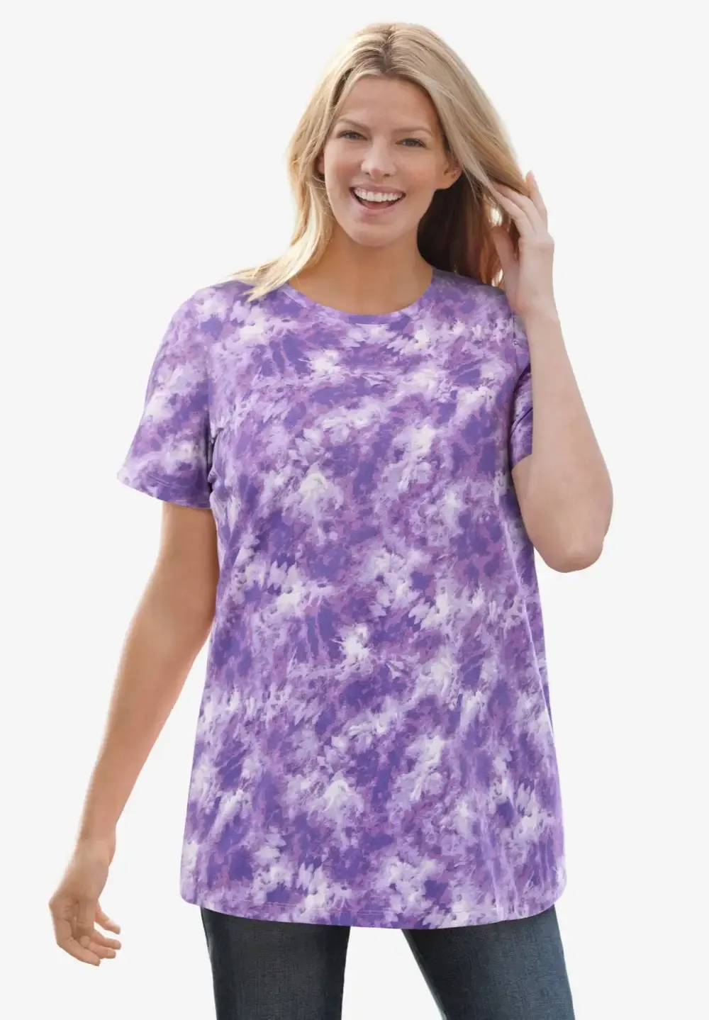 Perfect Printed Short-Sleeve Crewneck Tee
