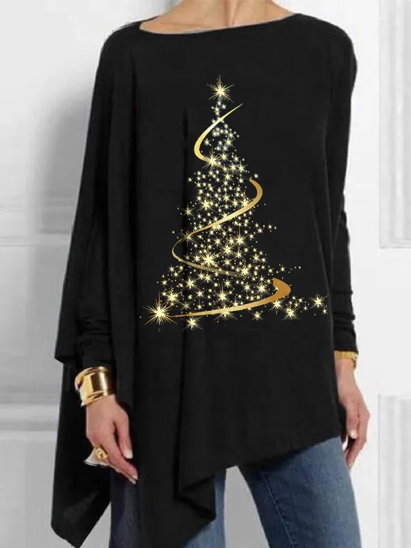Star Christmas Tree Women's Plus Size Tops