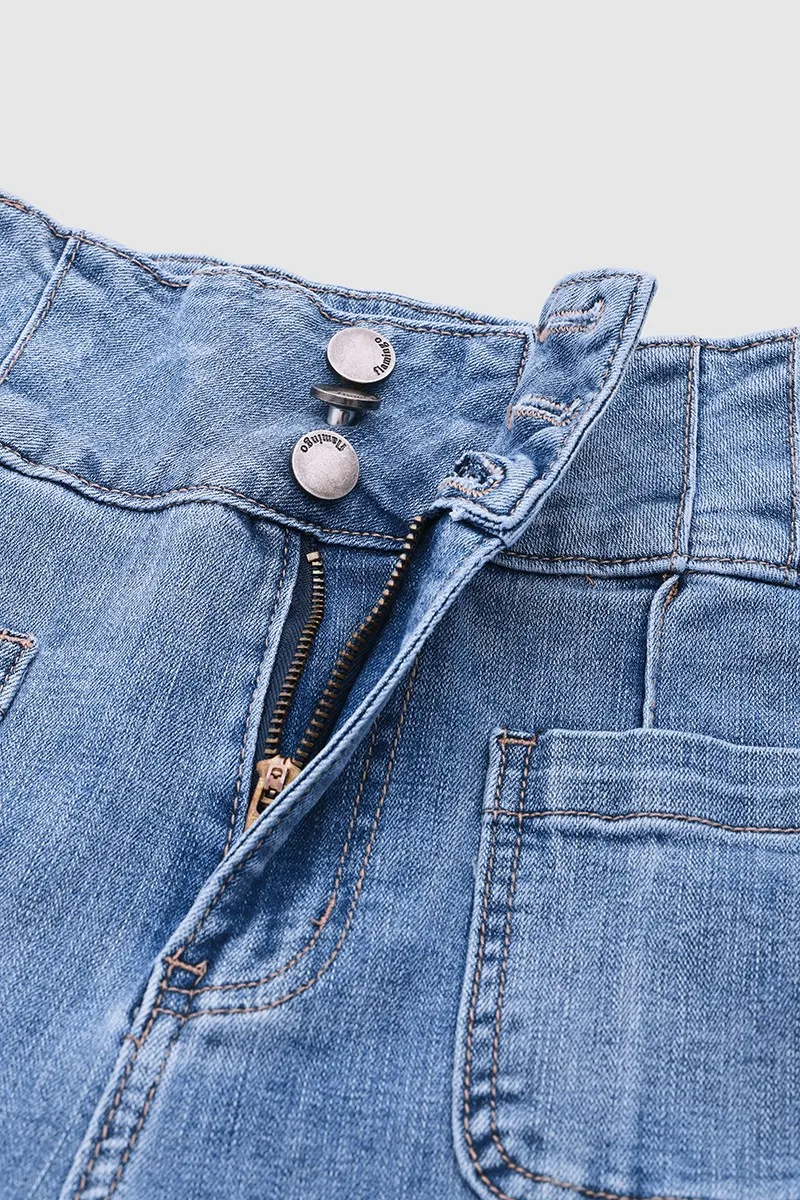 Vintage Button Fly High Waist Straight Leg Jeans