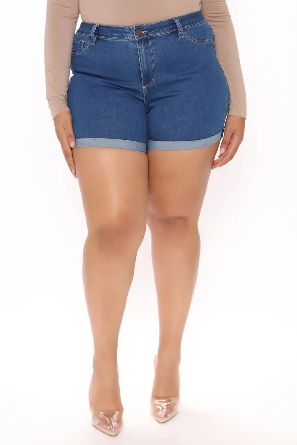 No Muffin Top Denim Shorts - Medium Wash