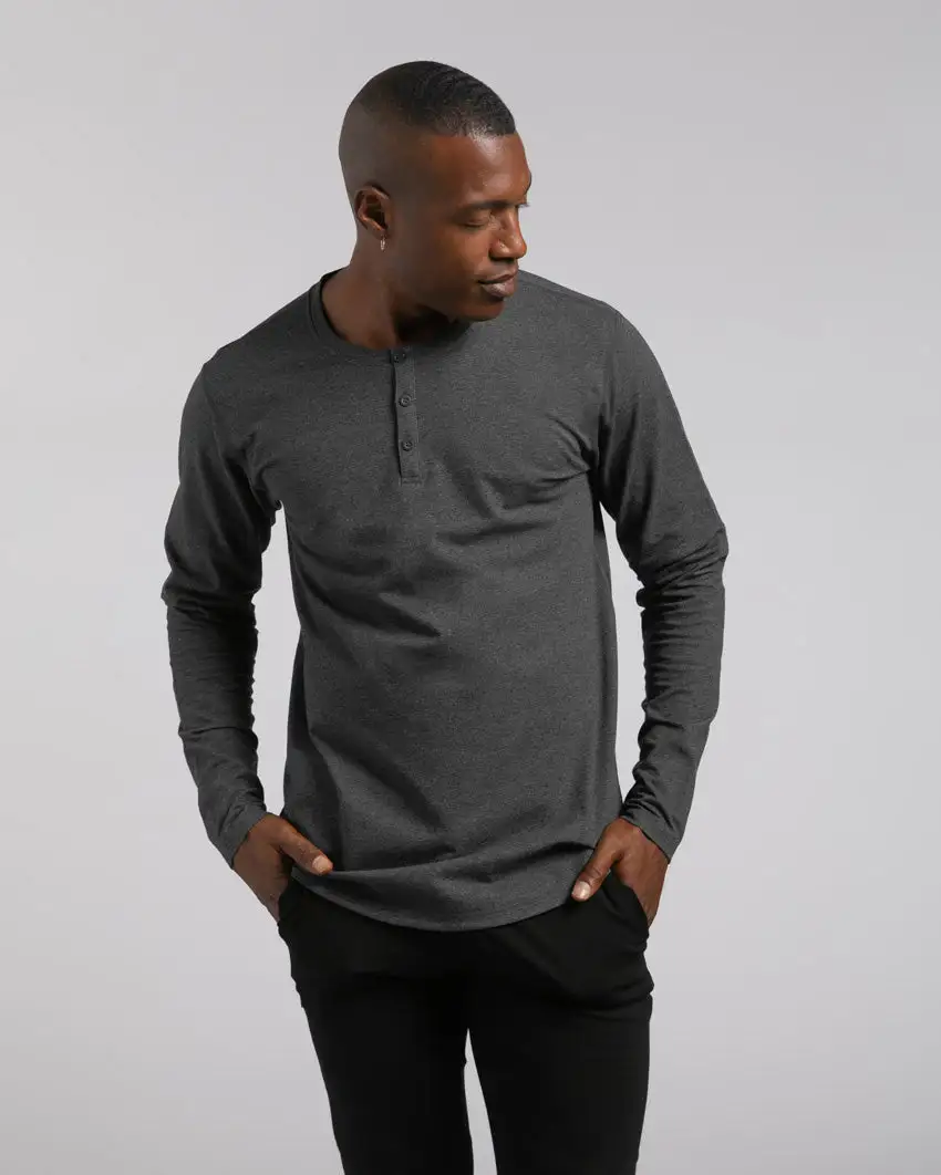 Henley Drop-Cut Long Sleeve: Lux