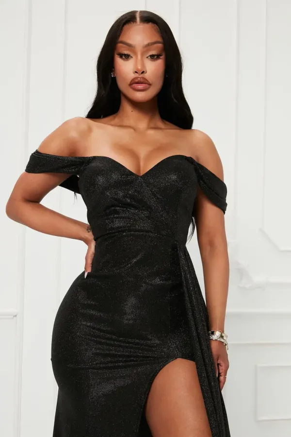 Valerie Metallic Gown - Black