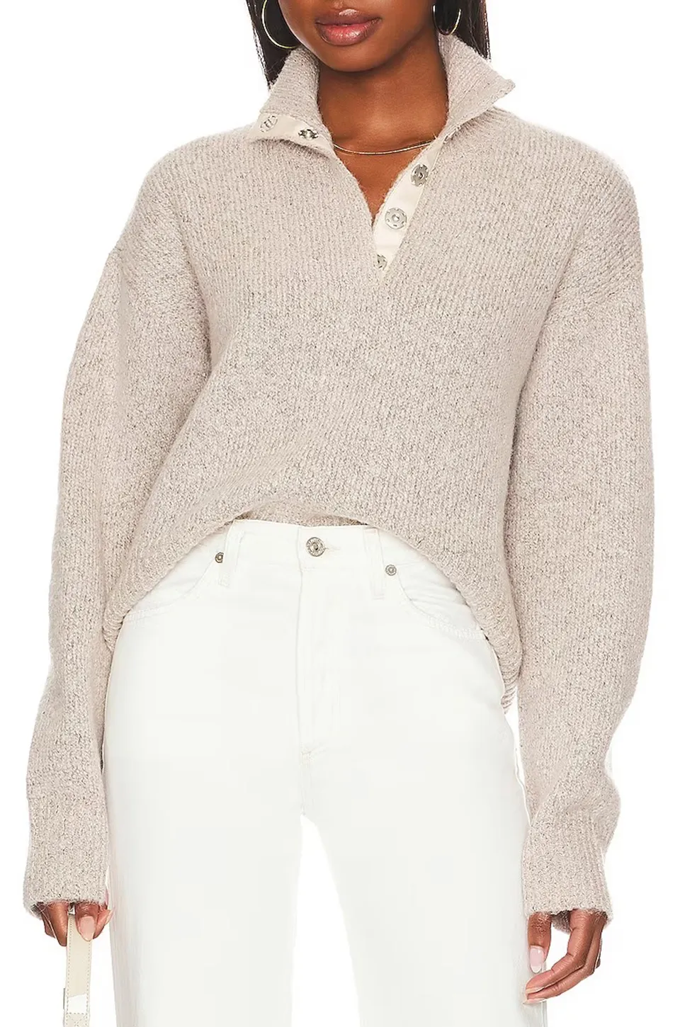 Boxy Snap Front Sweater