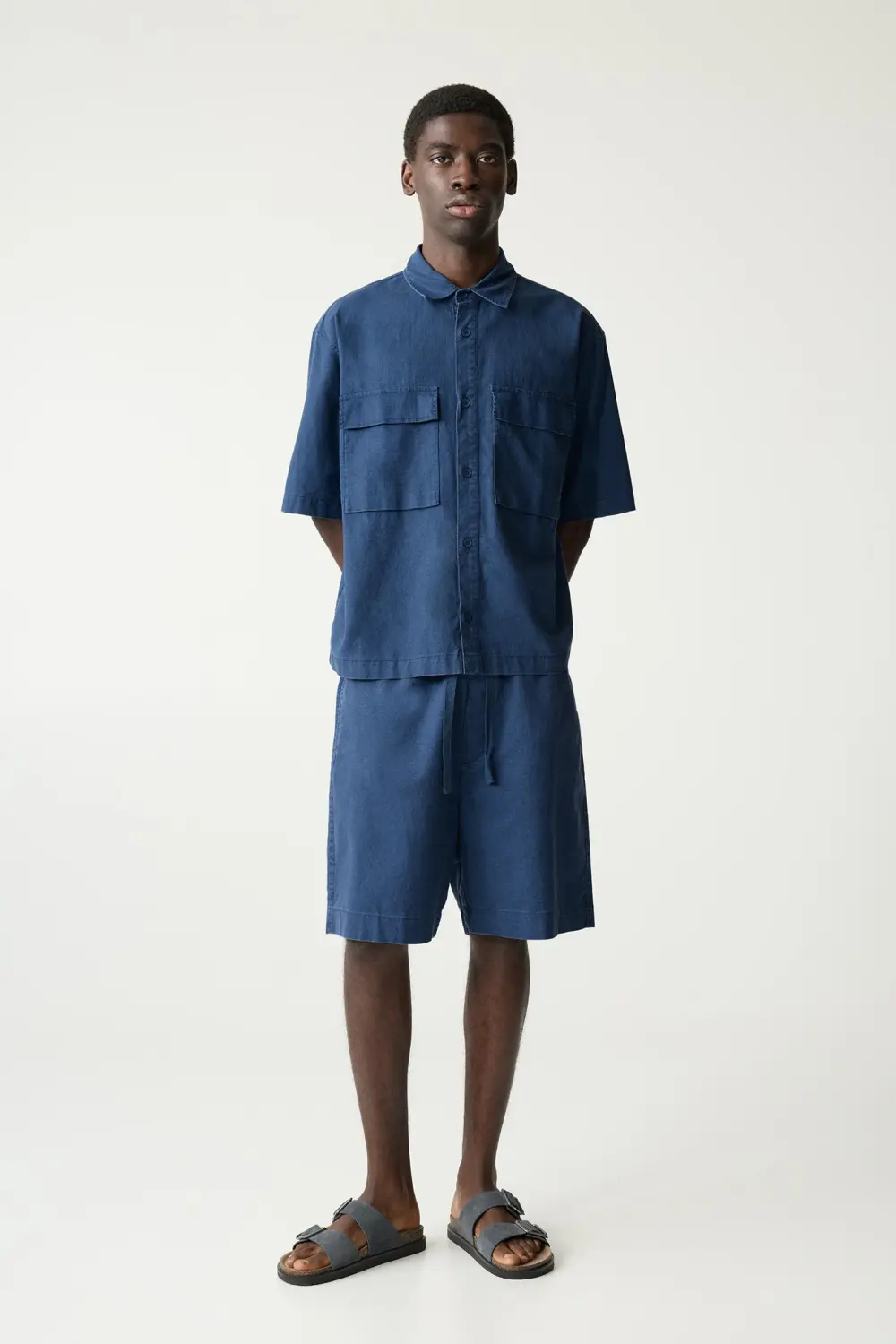 Linen blend jogger Bermuda shorts