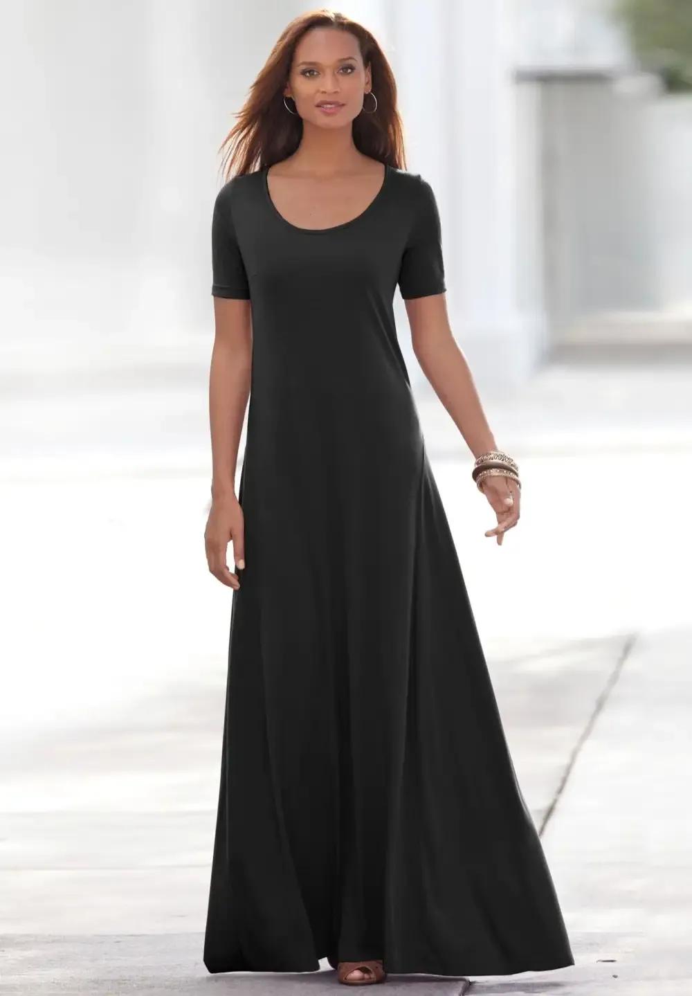 Stretch Cotton T-Shirt Maxi Dress