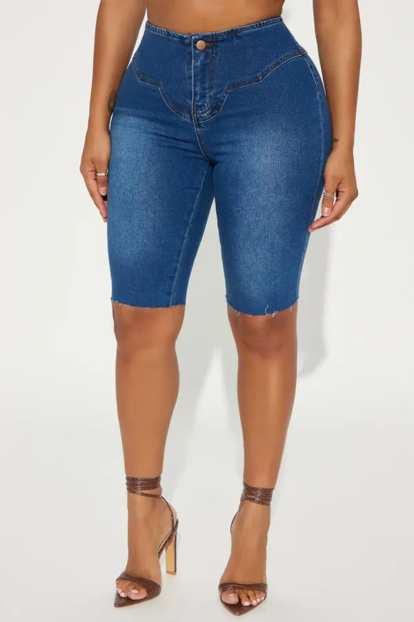 Lenox Stretch Denim Bermuda Shorts - Dark Wash