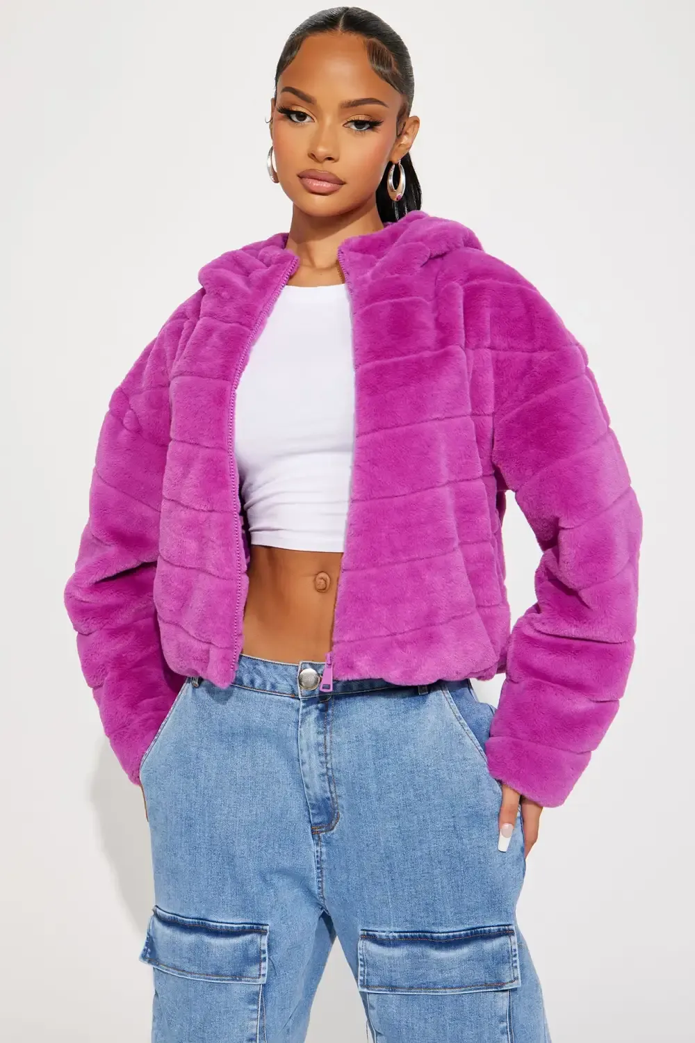 Capture This Faux Fur Jacket - Magenta