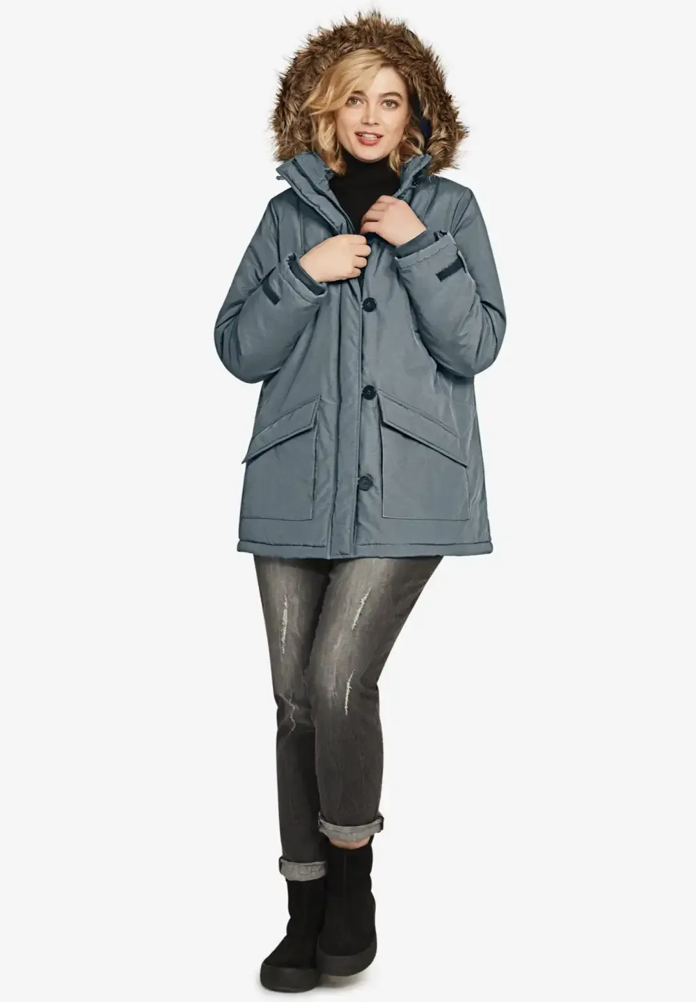 Faux Fur Trim Parka
