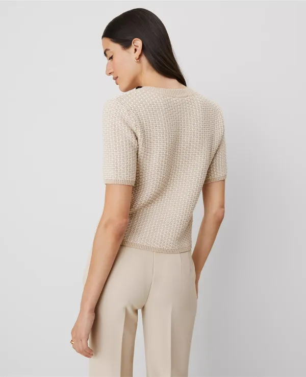 Geo Stitch Short-Sleeve Cardigan