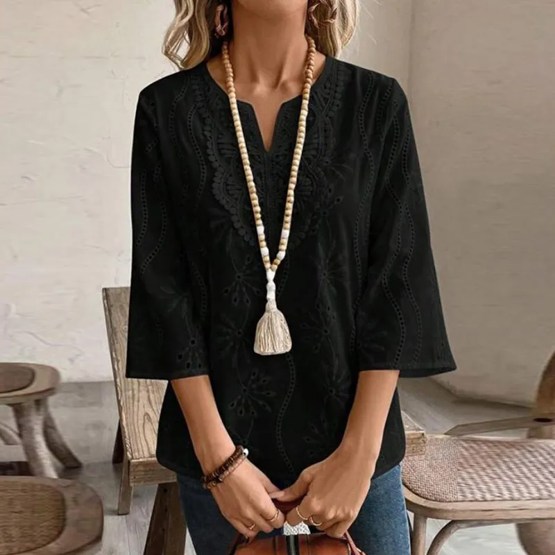 Vintage Lace Floral Embroidered Cozy Shirt