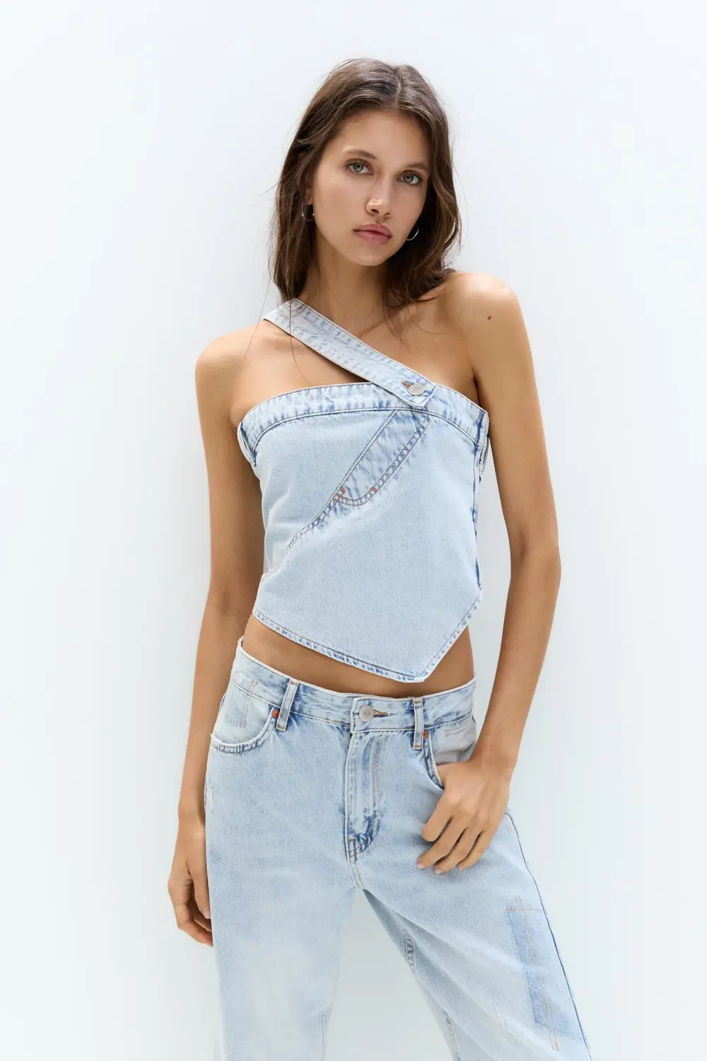 Patchwork denim top
