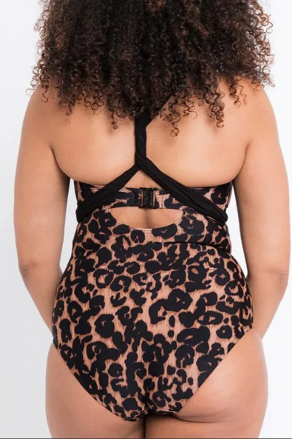 Leopard Print Bandeau Multiway One Piece Swimsuit