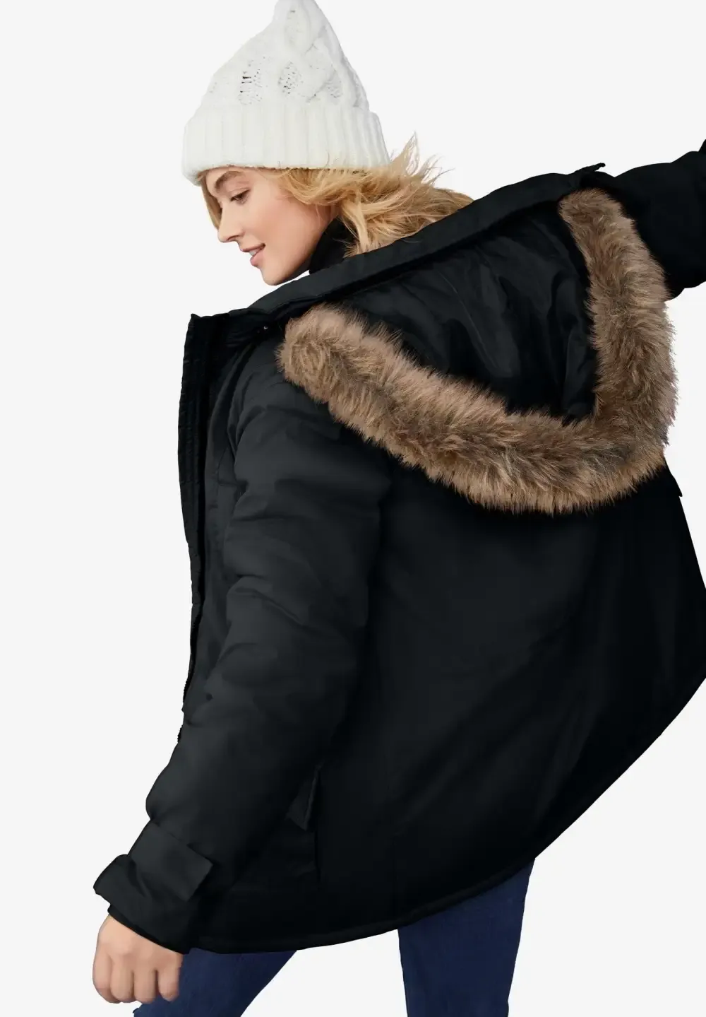 Faux Fur Trim Parka