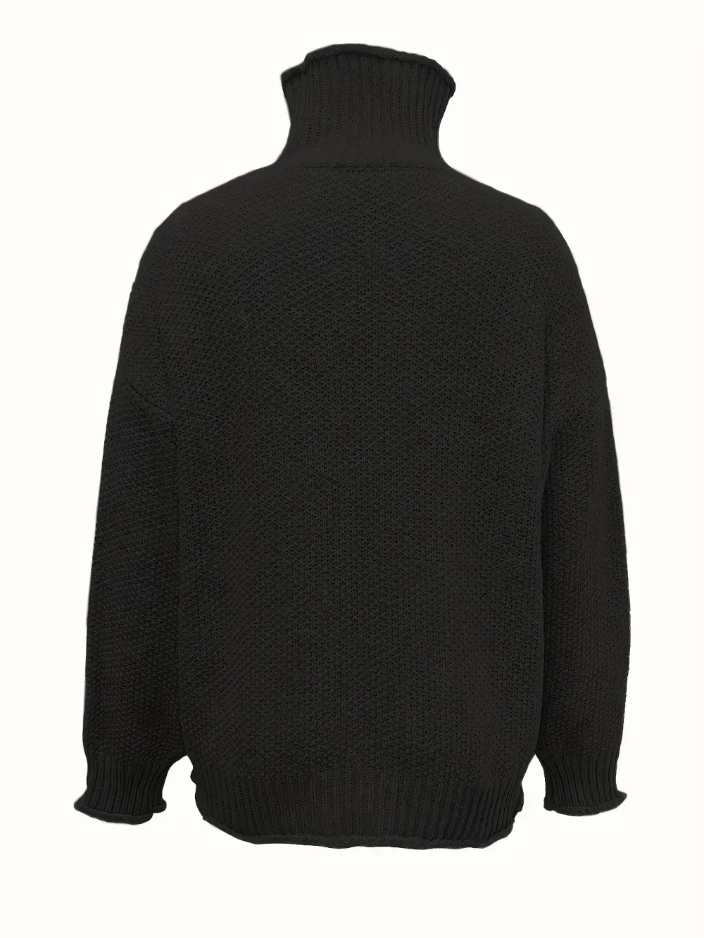 Solid Turtle Neck Pullover Sweater, Casual Long Sleeve Sweater For Fall & Winter, Women's Clothing