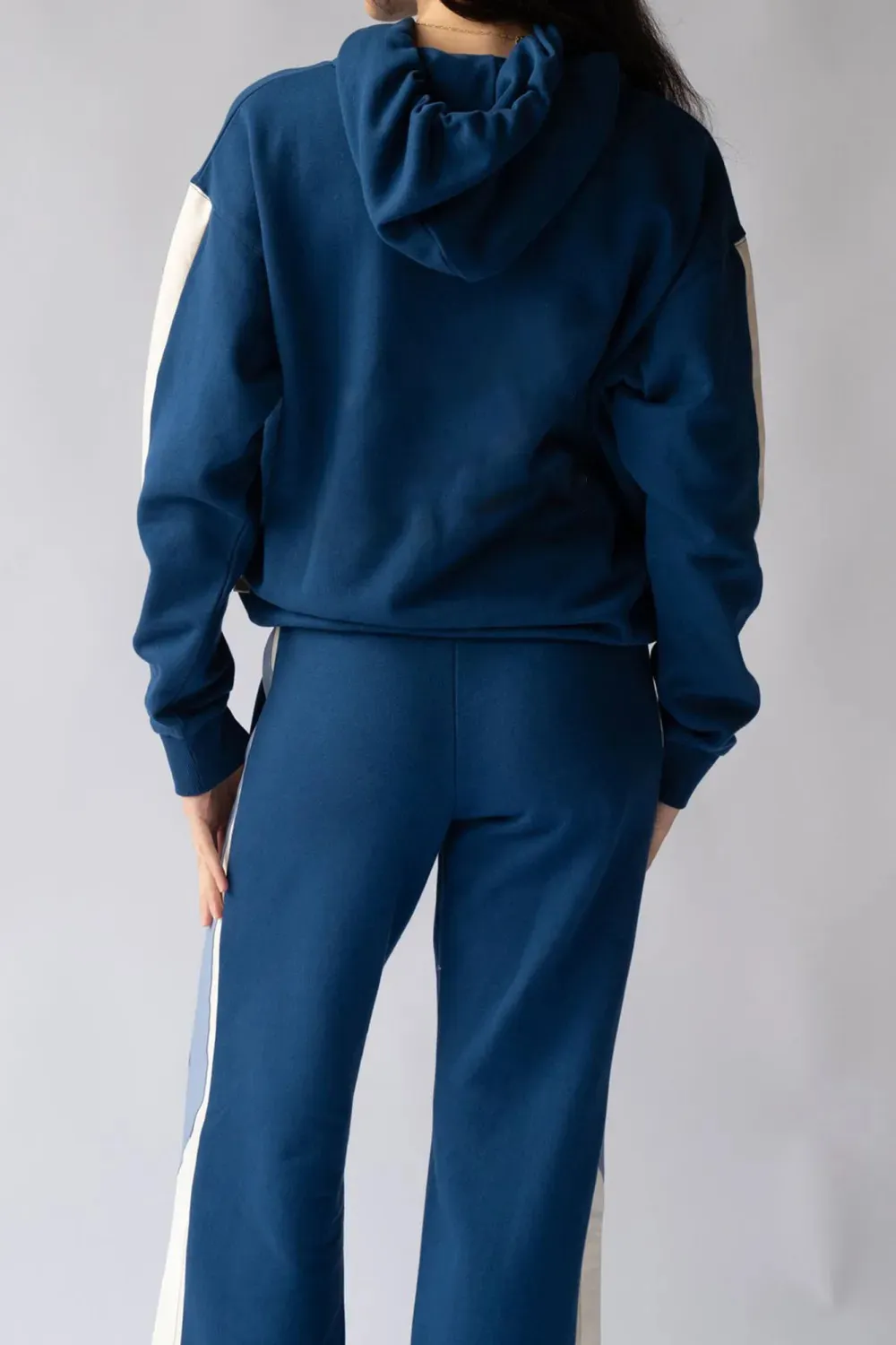 Dark Blue Classic Drawstring Breathable Loose Hoodie