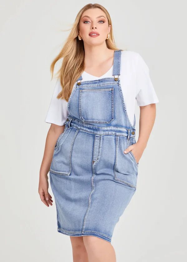 Cotton Blend Pinafore Dress