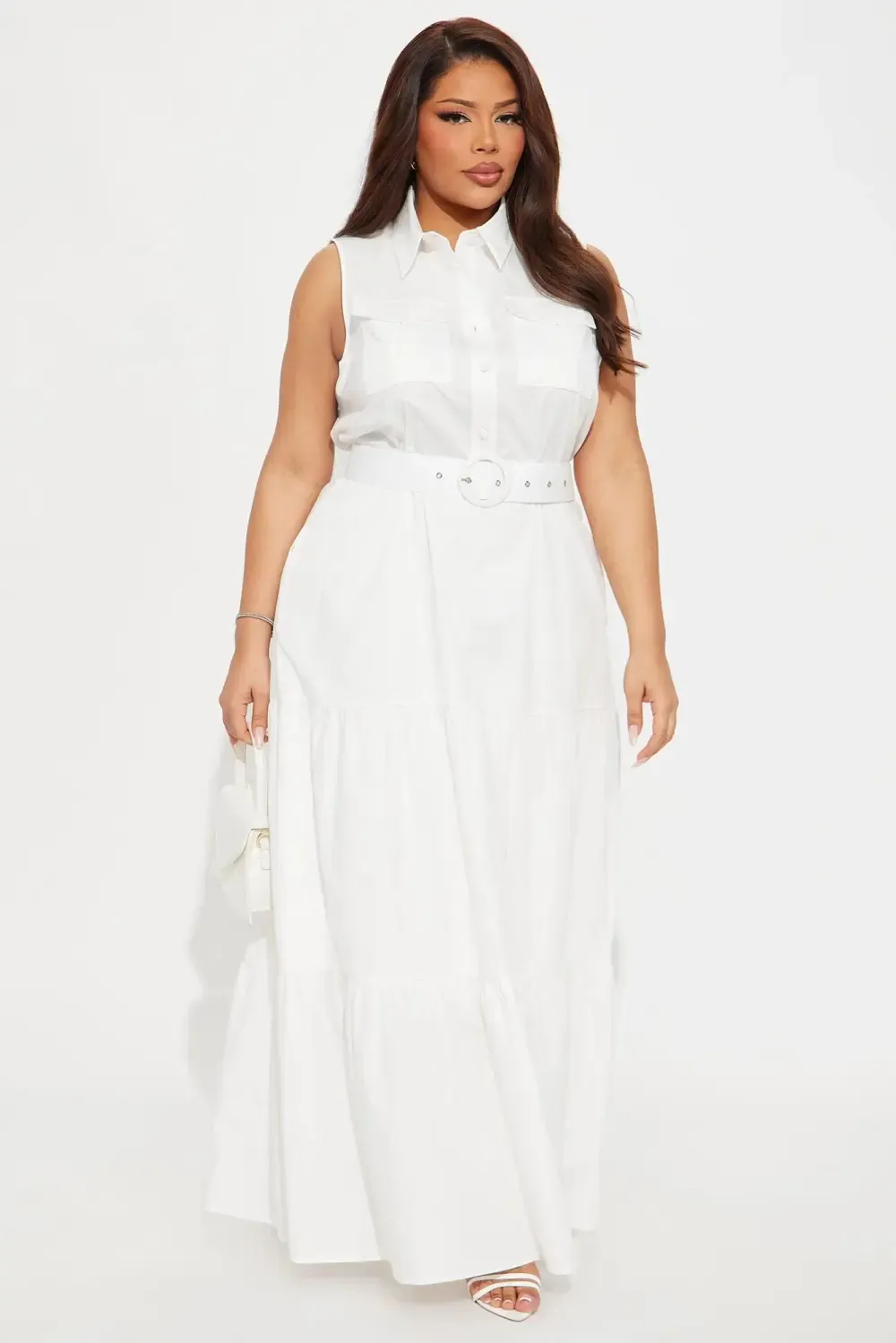 Michaela Poplin Maxi Dress - White