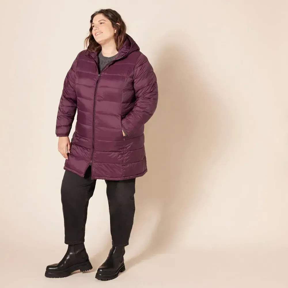 Women's Lightweight Water-Resistant Hooded Puffer Coat (Available in Plus Size)