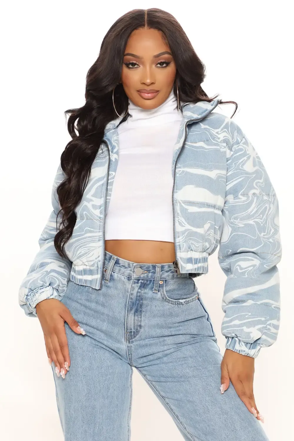 Psyched Out Puffer Jacket - Blue/combo