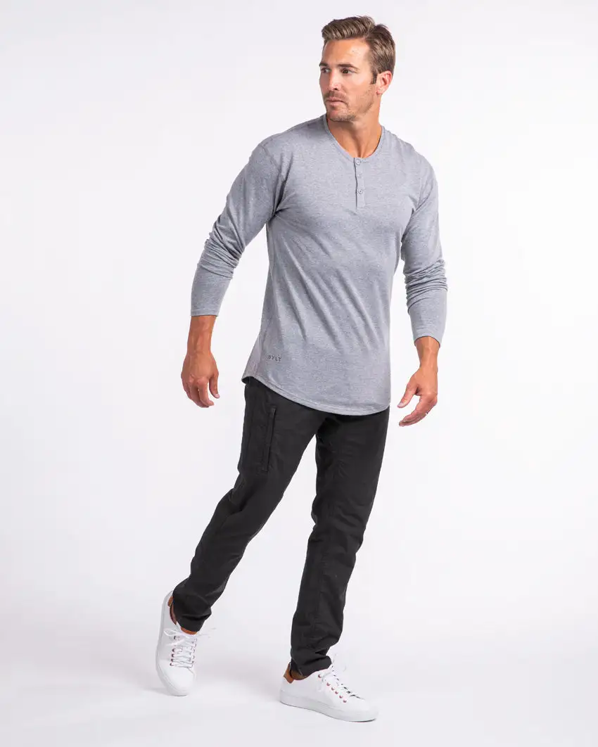 Henley Drop-Cut Long Sleeve: Lux