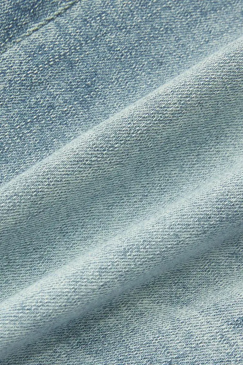 Washed Stitch Flap Pocket Roll Hem Low Rise Capri Jeans