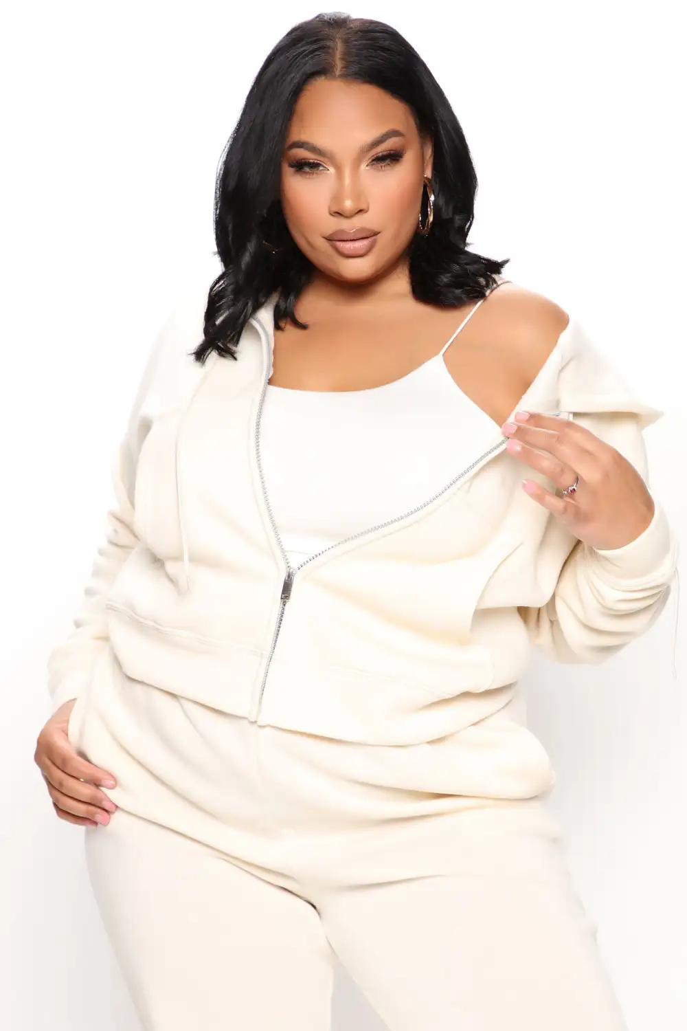 I Got This Zip Up Jacket And Jogger Set - Off White