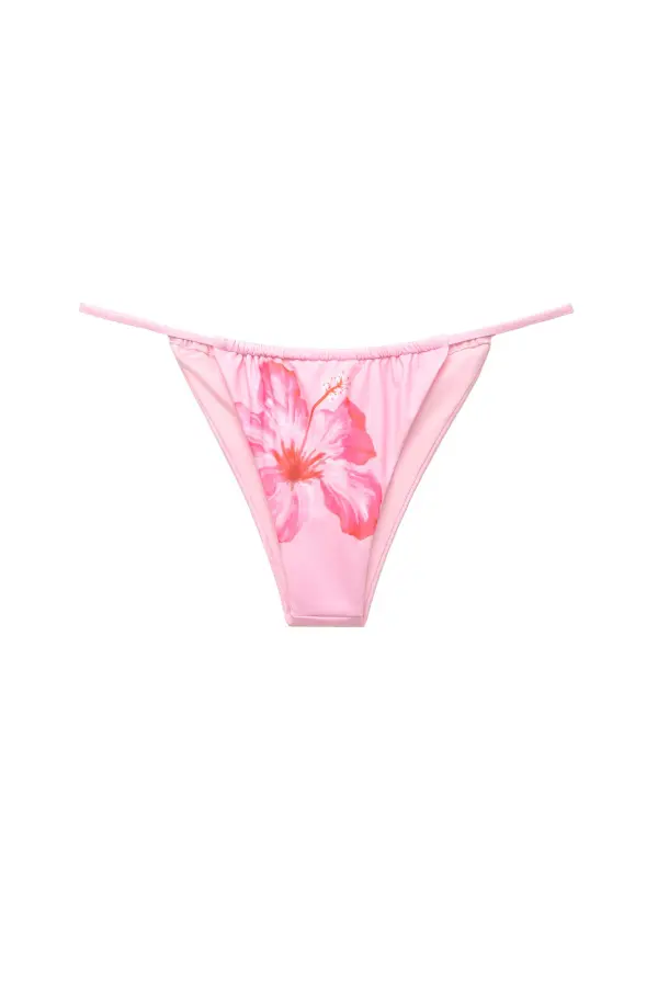 Floral bikini bottoms with gathered detail