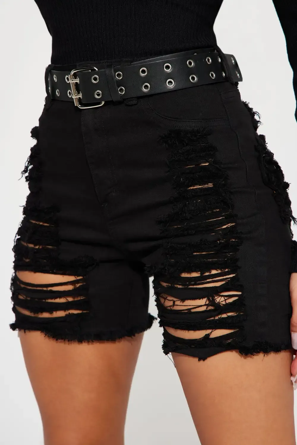 Yes Now Distressed Bermuda Shorts - Black