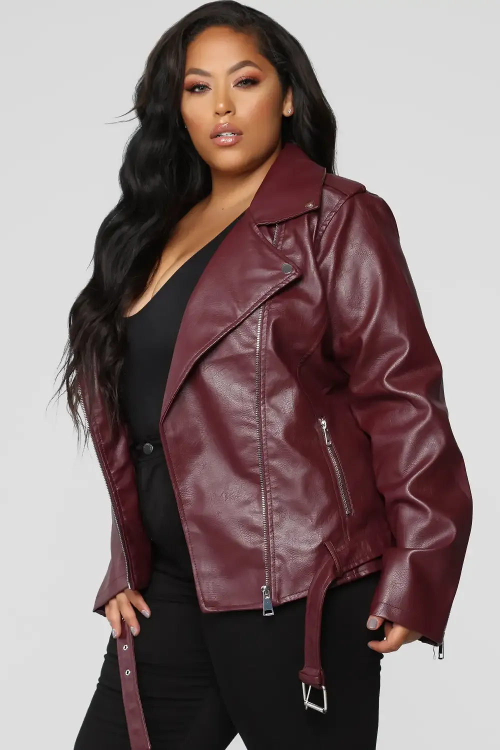 Araxie Vegan Leather Jacket - Wine