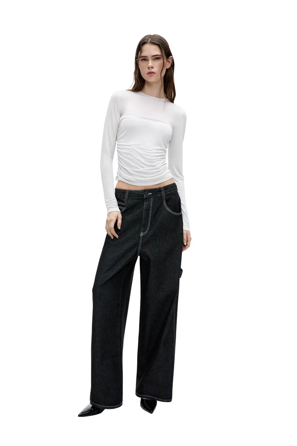 Long sleeve draped T-shirt