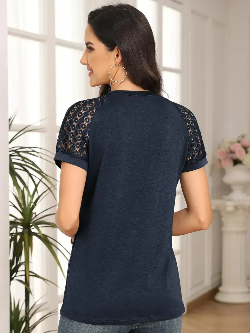 AUTOMET Womens Tshirts Trendy Fashion Tops Lace Short Sleeve Business Tee Shirts Casual Knitted Blouses Summer Outfits 2024
