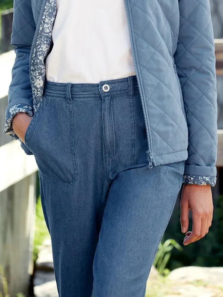 Women's Wide-Leg Cotton Denim Pants