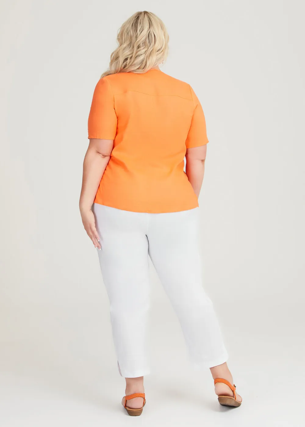 Linen Blend Spliced Top