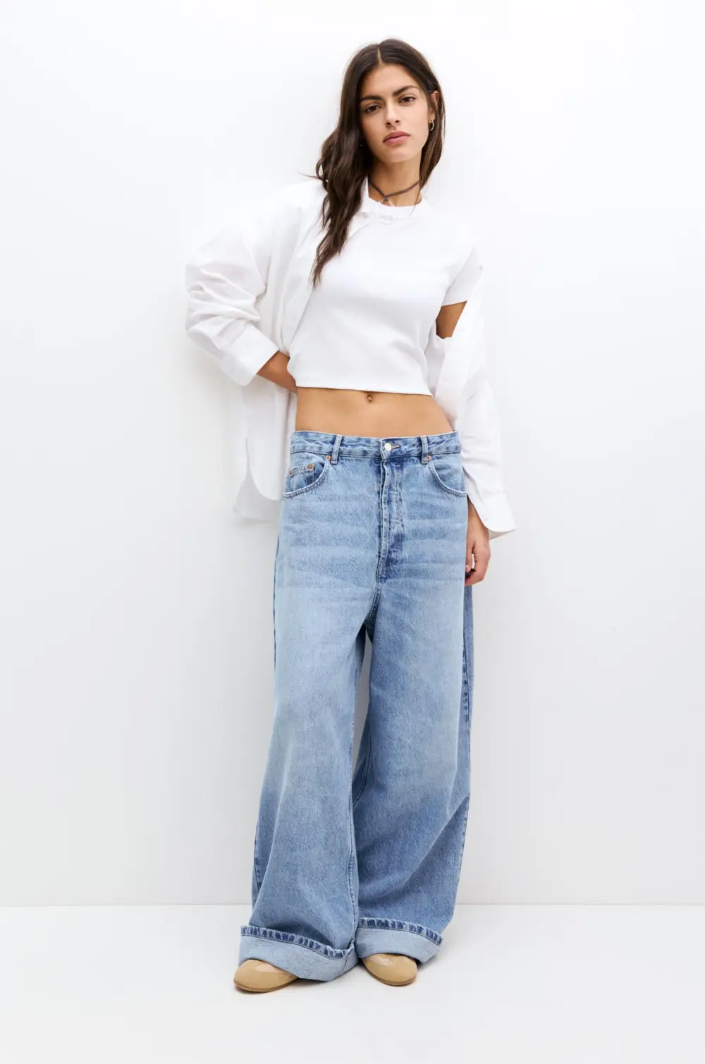 Camiseta cropped canalé