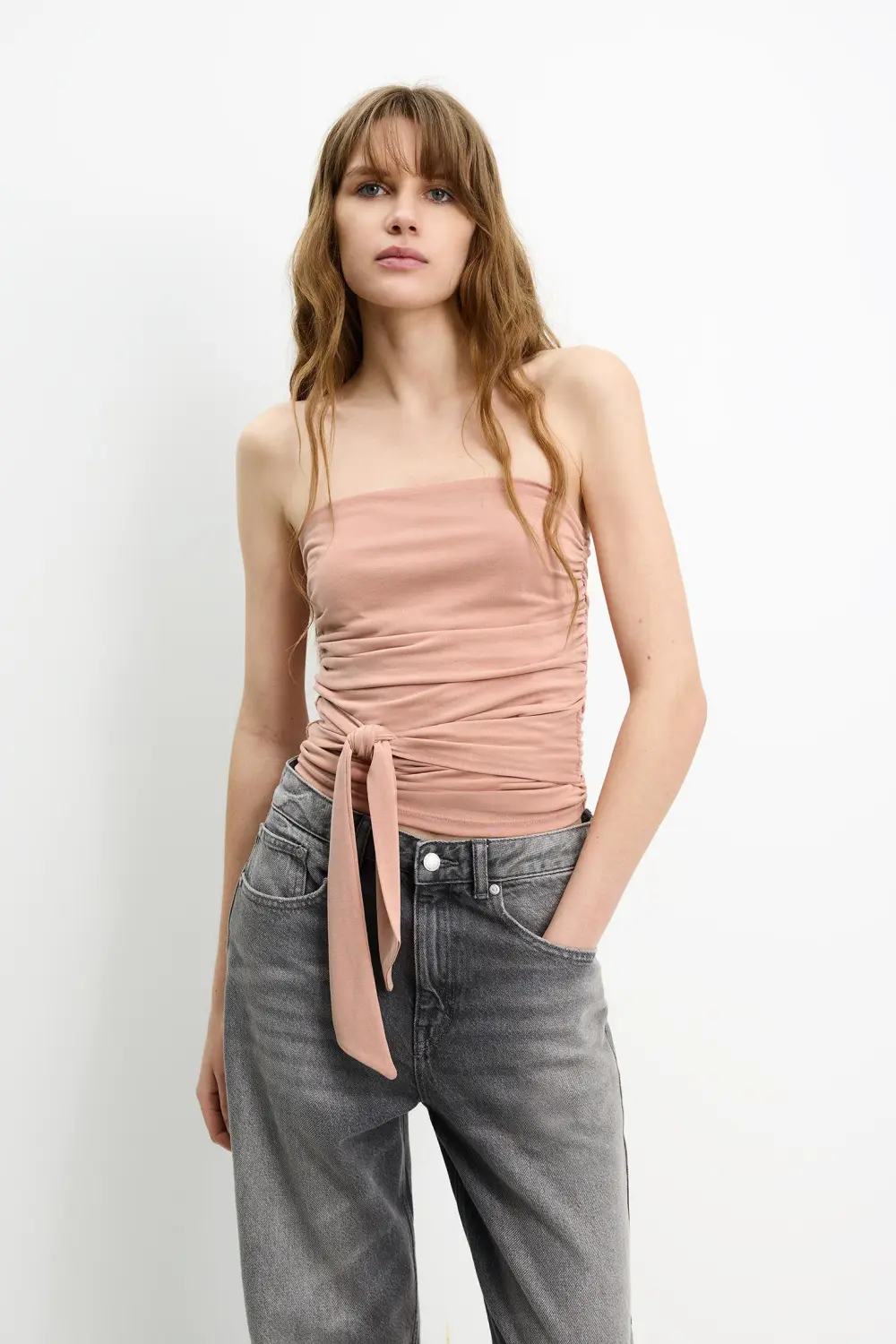 Strapless top with bow