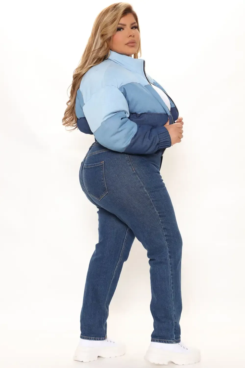 Stay In Your Lane Puffer Jacket - Blue/combo
