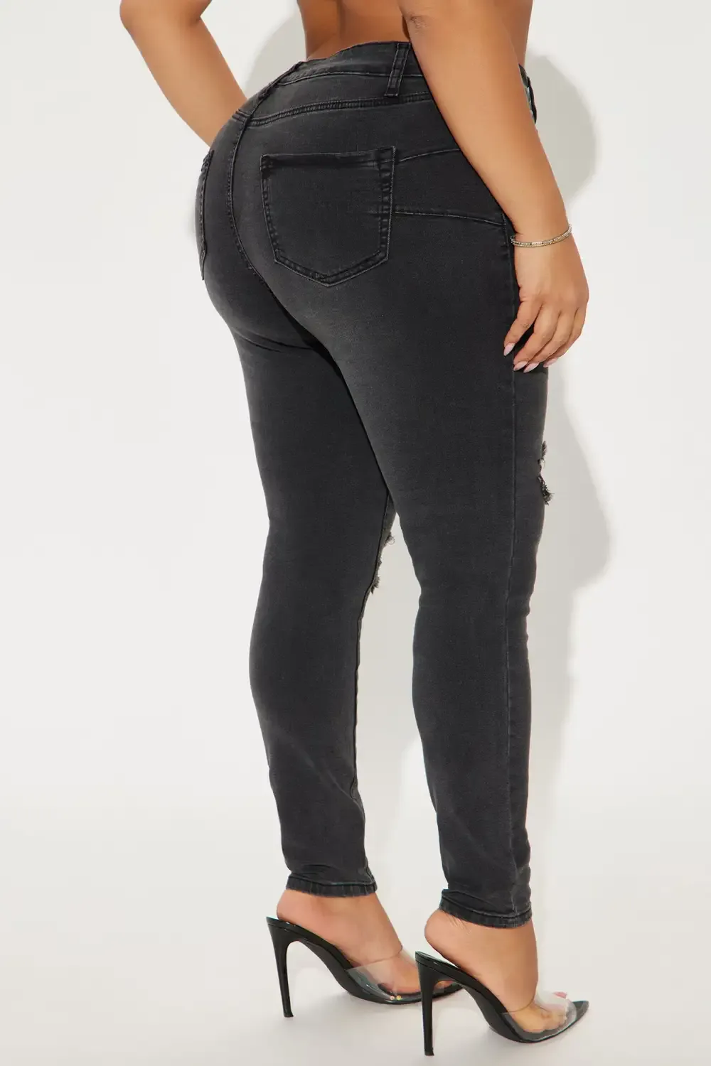 Got Spunk Destroyed High Stretch Skinny Jean - Black Wash